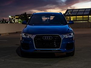 Preview wallpaper audi, car, blue, front view