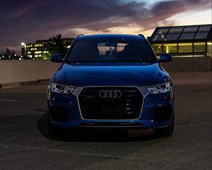 Preview wallpaper audi, car, blue, front view