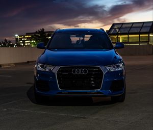 Preview wallpaper audi, car, blue, front view