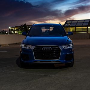 Preview wallpaper audi, car, blue, front view