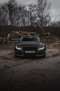 Preview wallpaper audi, car, gray, front view