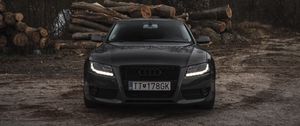 Preview wallpaper audi, car, gray, front view