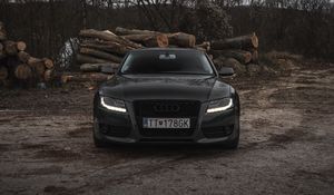 Preview wallpaper audi, car, gray, front view