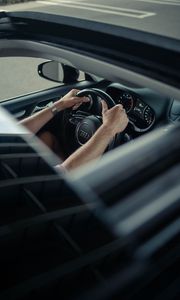 Preview wallpaper audi, car, hands, steering wheel