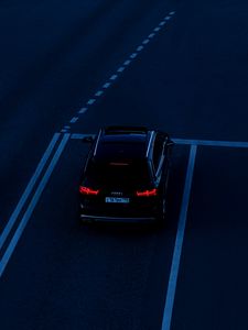 Preview wallpaper audi, car, headlights, road, marking