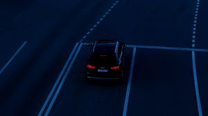 Preview wallpaper audi, car, headlights, road, marking