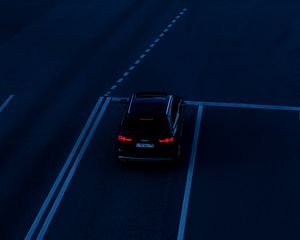 Preview wallpaper audi, car, headlights, road, marking