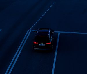 Preview wallpaper audi, car, headlights, road, marking