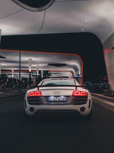 Preview wallpaper audi, car, sports car, rear view, lights