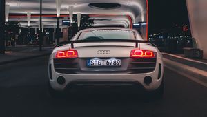 Preview wallpaper audi, car, sports car, rear view, lights