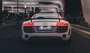 Preview wallpaper audi, car, sports car, rear view, lights