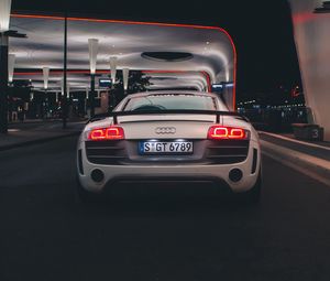 Preview wallpaper audi, car, sports car, rear view, lights