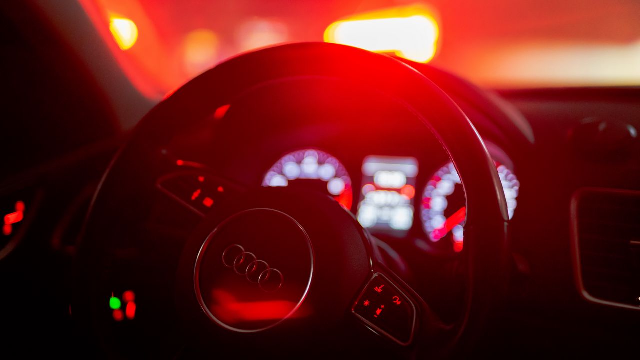 Wallpaper audi, car, steering wheel, light, dashboard