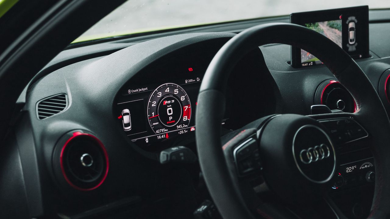 Wallpaper audi, car, steering wheel, speedometer, interior