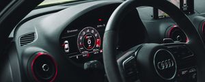 Preview wallpaper audi, car, steering wheel, speedometer, interior