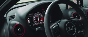 Preview wallpaper audi, car, steering wheel, speedometer, interior