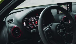 Preview wallpaper audi, car, steering wheel, speedometer, interior