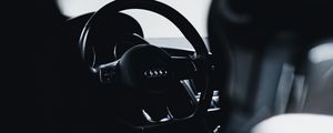 Preview wallpaper audi, car, steering wheel, black