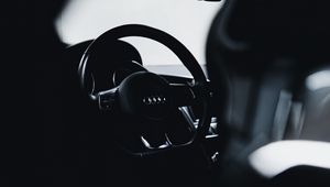 Preview wallpaper audi, car, steering wheel, black