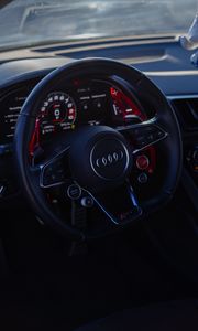 Preview wallpaper audi, car, steering wheel, salon