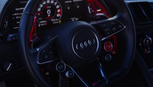 Preview wallpaper audi, car, steering wheel, salon