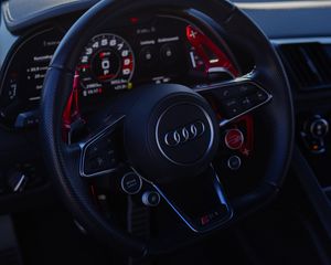 Preview wallpaper audi, car, steering wheel, salon