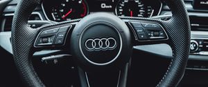 Preview wallpaper audi, car, steering wheel, salon, driver