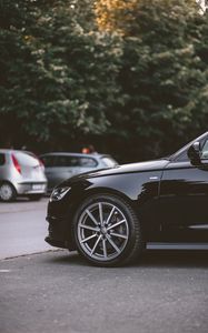 Preview wallpaper audi, car, wheel, black