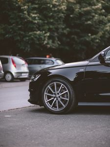 Preview wallpaper audi, car, wheel, black