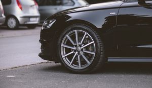 Preview wallpaper audi, car, wheel, black