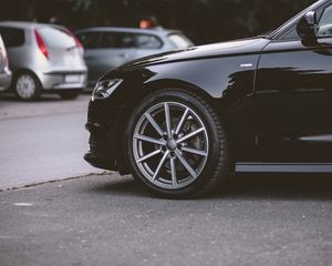 Preview wallpaper audi, car, wheel, black