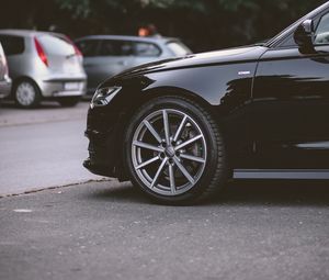 Preview wallpaper audi, car, wheel, black