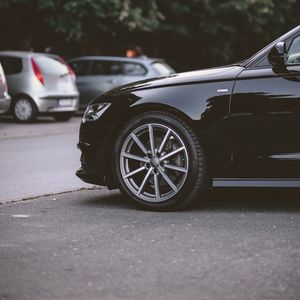 Preview wallpaper audi, car, wheel, black