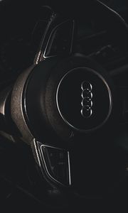 Preview wallpaper audi, car, wheel, control, salon, black