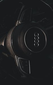 Preview wallpaper audi, car, wheel, control, salon, black