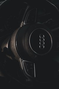 Preview wallpaper audi, car, wheel, control, salon, black