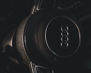 Preview wallpaper audi, car, wheel, control, salon, black