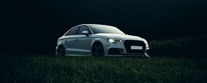 Preview wallpaper audi, car, white, grass, nature