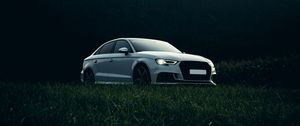 Preview wallpaper audi, car, white, grass, nature