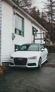 Preview wallpaper audi, car, white, house, parking