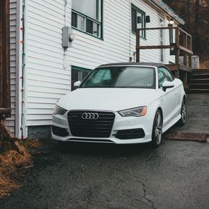 Preview wallpaper audi, car, white, house, parking