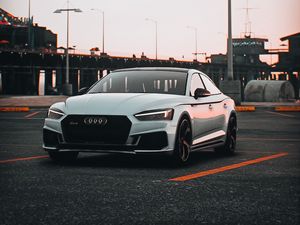 Preview wallpaper audi, car, white, parking