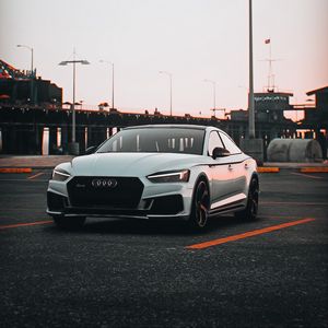 Preview wallpaper audi, car, white, parking
