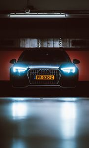 Preview wallpaper audi, front view, headlights, light