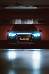 Preview wallpaper audi, front view, headlights, light