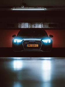 Preview wallpaper audi, front view, headlights, light