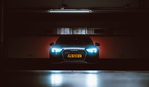 Preview wallpaper audi, front view, headlights, light