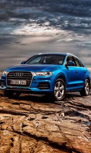 Preview wallpaper audi, q3, tfsi, quattro, au-spec, blue, side view