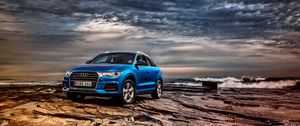 Preview wallpaper audi, q3, tfsi, quattro, au-spec, blue, side view