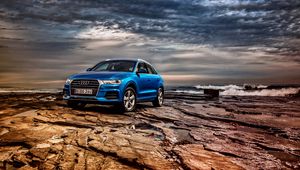 Preview wallpaper audi, q3, tfsi, quattro, au-spec, blue, side view